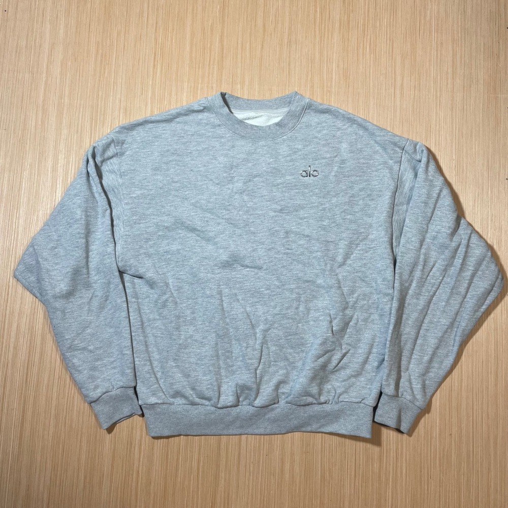 Alo Yoga Accolade Crew Neck Sweatshirt Womens Grey Oversized Pullover